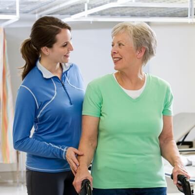 Woman attend physical therapy